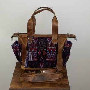 Boho Chic Brown and Purple Tote Bag